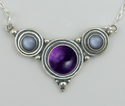 Sterling Silver Gemstone Necklace With Amethyst